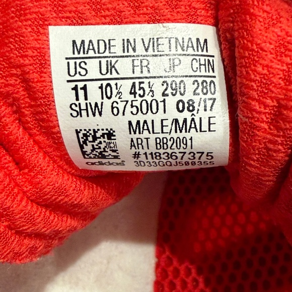 Adidas Iniki Runner Red and White Gum Ultra Boost Athletic Shoes - Like New! - Picture 2 of 9